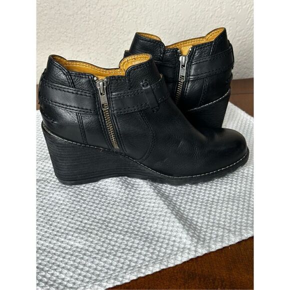 Sperry Black Leather wedge booties size 7.5 - Picture 3 of 6